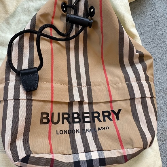 Burberry Classic Stripe Drawstring Storage Pouch Bag - Picture 2 of 7